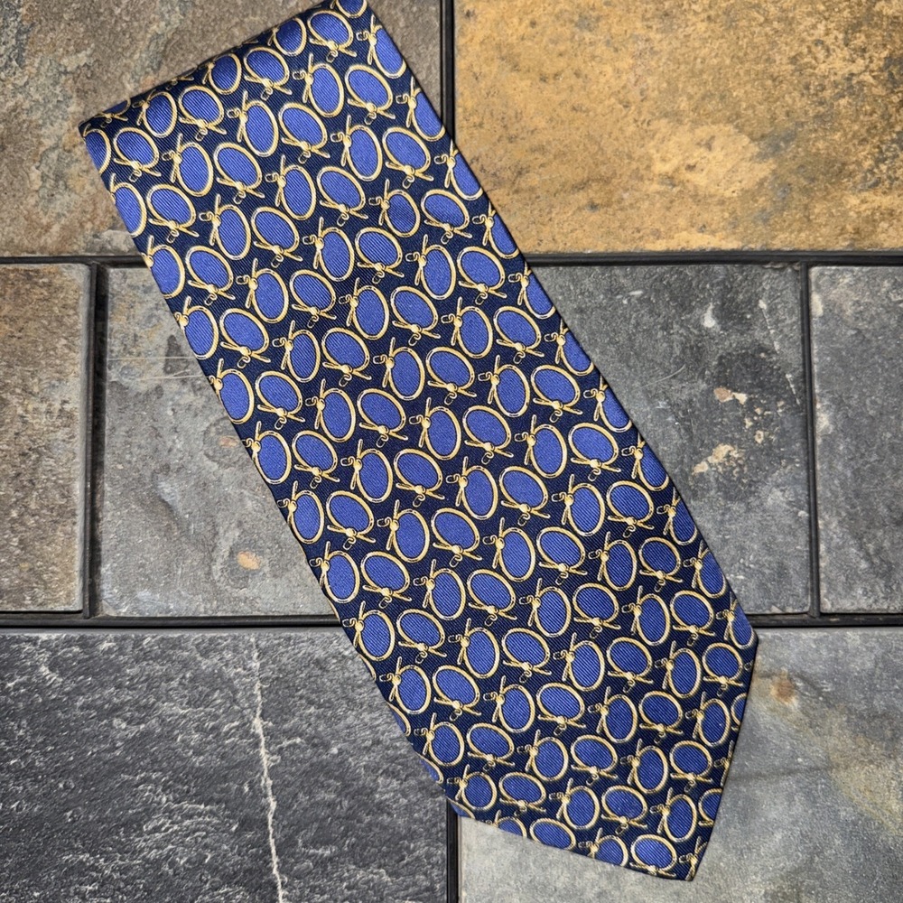 Brooks Brothers Makers‎ Men's Neck Tie 58" 100% Silk Horsebit Ring Blue USA